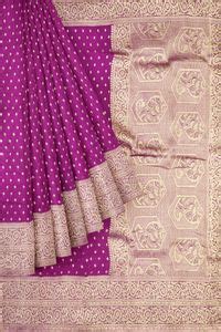 Banarasi Soft Silk Butti Dark Brinjal Saree