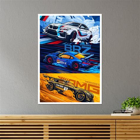 BMW, Subaru & Mercedes Poster - Triple Delight