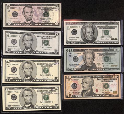 Lot Detail - US Currency Lot - (3) US $5 Bills, (1) $10 Bill, (2) $20 Bills