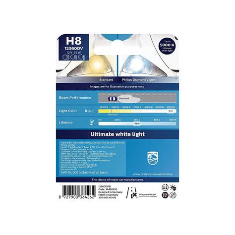 Philips H8 12360 Diamond Vision Foglight Bulb (12V, 35W)