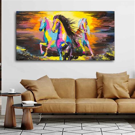 Running Horses Abstract Premium Canvas Custom Wall Painting – Vibecrafts
