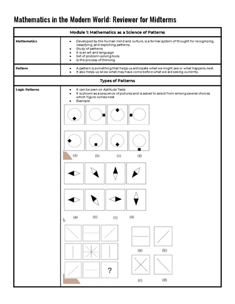 MMW-Reviewer-Midterms-2-1 - Mathematics in the Modern World: Reviewer for Midterms Module 1 ...