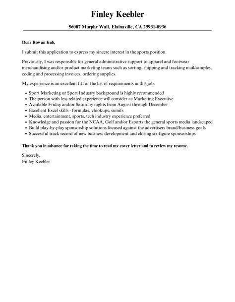 Cover Letter For Sports Job
