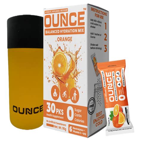 Ounce Energy Drink Electrolyte Powder Sugar Free 30 Orange Hydration ...