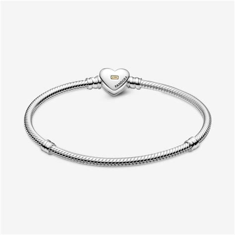 Pandora Charm Bracelets India Sale - Domed Golden Heart Clasp Snake Two ...