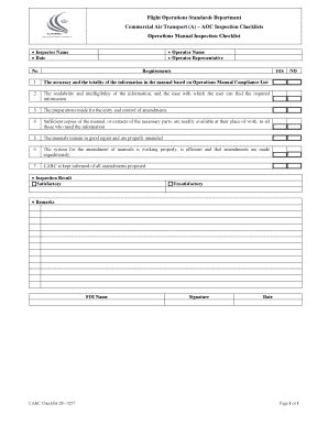 Fillable Online carc gov Flight Operations Standards Department ...