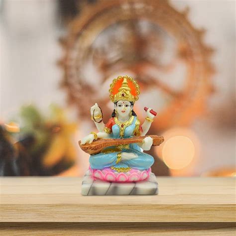 Buy Puja N Pujari Goddess Saraswati Decorative Resin Murti/Idol ...