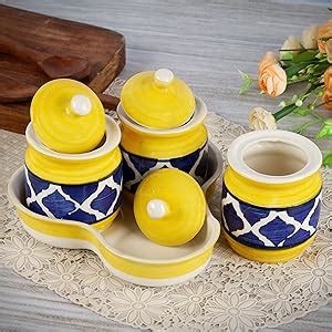 Kraftlik Handicrafts Kreative Homes Ceramic Jars With Lid And Holding ...
