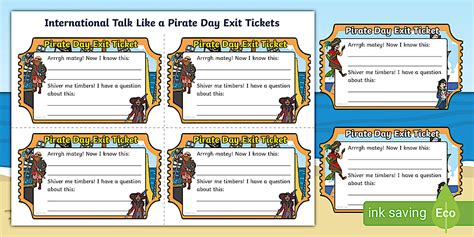 International Talk Like a Pirate Day Exit Tickets