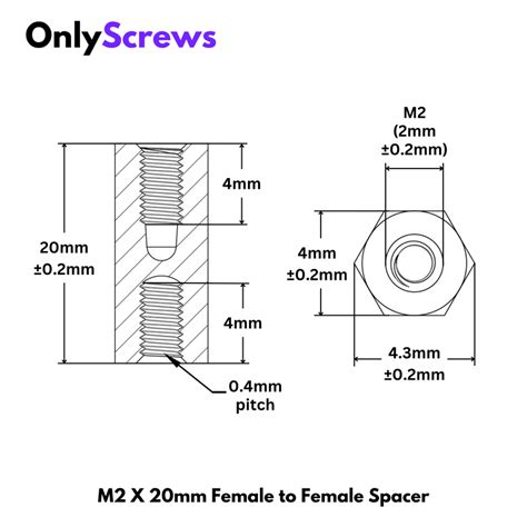 M2 X 20mm Female to Female Brass with Nickel plating Hex Threaded Stan ...