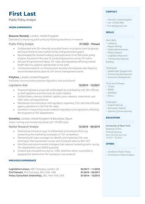 2 Public Policy Resume Examples for 2026 | Resume Worded