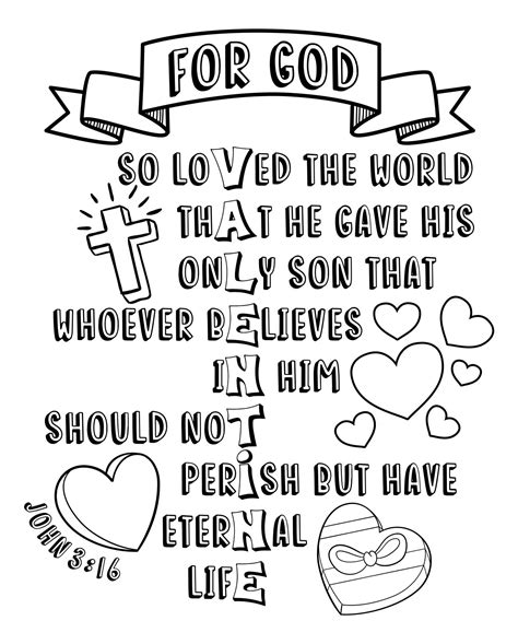 Coloring Page With John 3 16 - 10 Free PDF Printables | Printablee ...