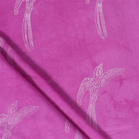 Buy Pink Bird Wooden Block Printed Pure Cotton Fabric Online – Dmaasa
