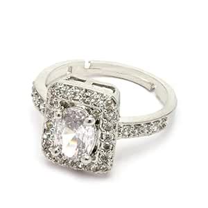 Buy ZENEME Brass Square Shaped White American Diamond Studded With Cz ...