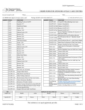 Fillable Online Sample School Food Agreement for Child Care Programs in ...