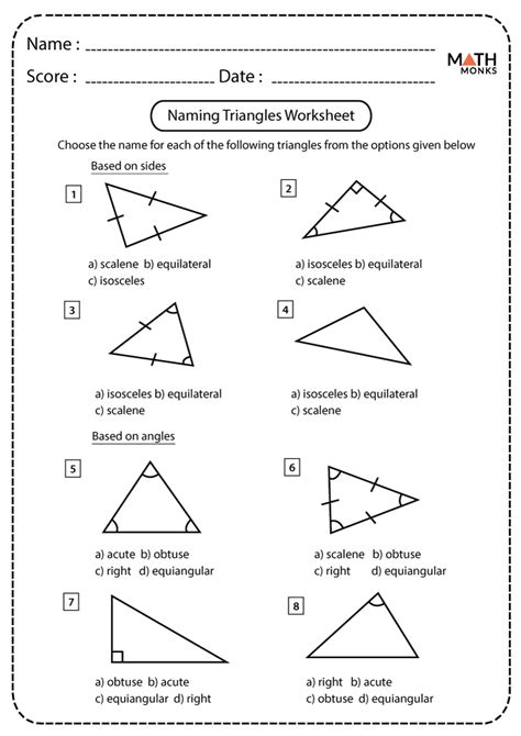 Image result for Classifying Triangles Worksheet