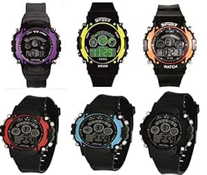 Buy Chocozone Pack of 6 Digital Watches with 7 color Lights, Alaram Day ...