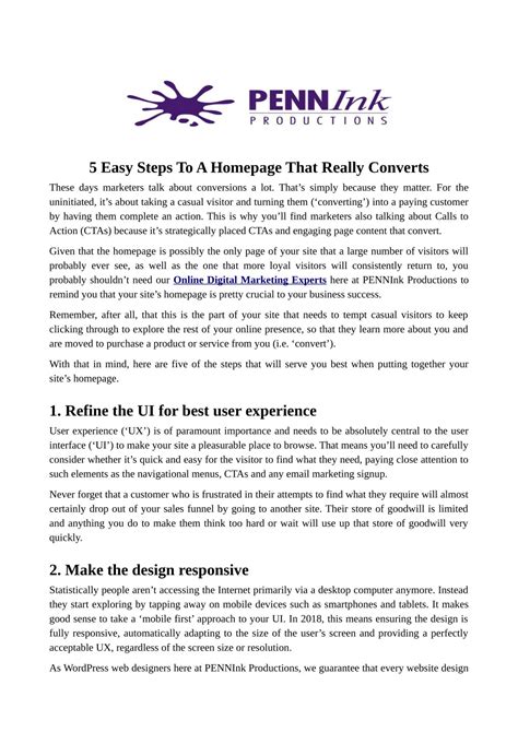PPT - 5 Easy Steps To A Homepage That Really Converts PowerPoint ...