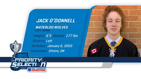 The Guelph Storm Select Jack O'Donnell 82nd Overall. - Guelph Storm