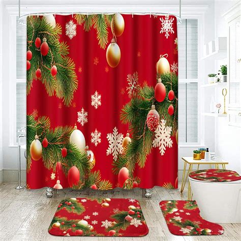 Christmas Bathroom Set with Shower Curtain Sets and Rugs Accessories ...
