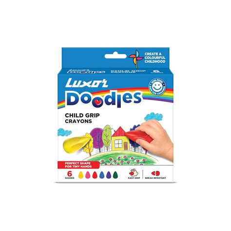 Luxor Doodles Child Grip Crayons| 6 Assorted Crayons For Tiny Hands ...