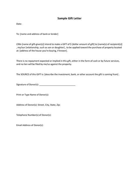 Mortgage Gift Letter Template - KAESG BLOG