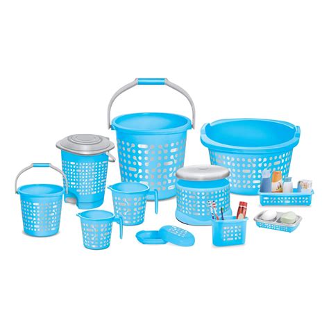 Milton Senior Dumbells 11 Piece Plastic Bathroom Accessory Set, Blue ...