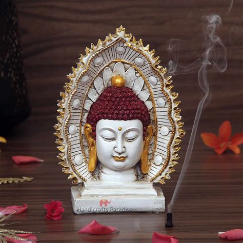 Buy Handicrafts Paradise Agni Buddha Face Carved Statue Showpiece 9 ...