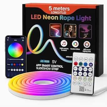 Buy Luxenor LED Neon Rope Light Strip 5 Meters with App Smart Control ...
