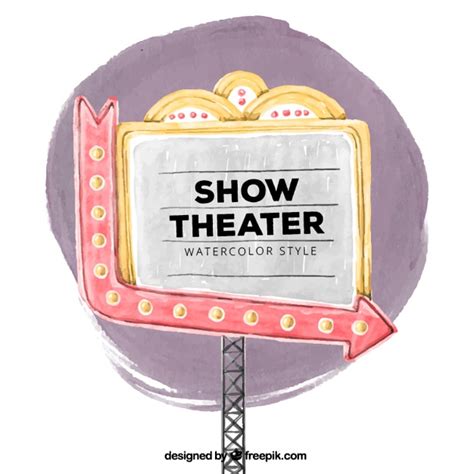 Great theater sign in watercolor style | Free Vector