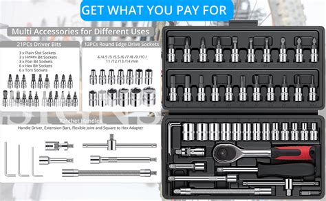 ZSIGNS 46Pcs 1/4 Inch Drive Box End Socket Set,Metric Ratchet Wrench ...