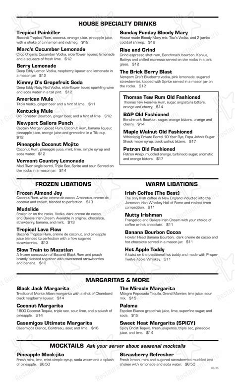 Menu at Brick Alley Pub & Restaurant, Newport