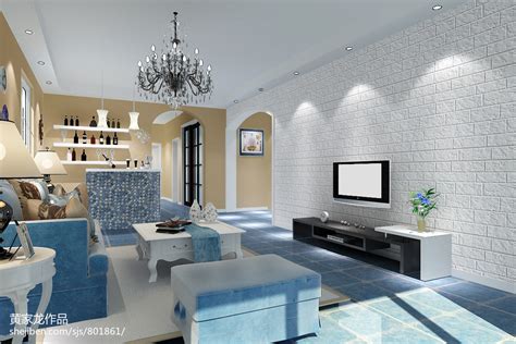 美式风格客厅室内地面铺装效果图2017图片 – 设计本装修效果图