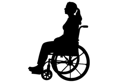 Silhouette of woman on wheelchair on white background illustration ...