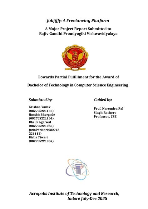 Jobjiffy: A Freelancing Platform - Major Project Report (B.Tech CSE ...