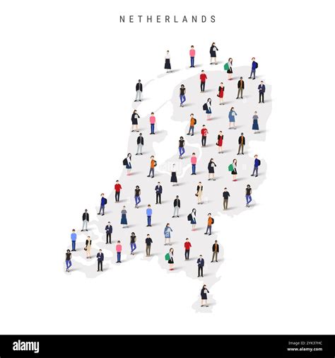 Netherlands population map. Large group of people in a shape of Holland map. Flat vector ...