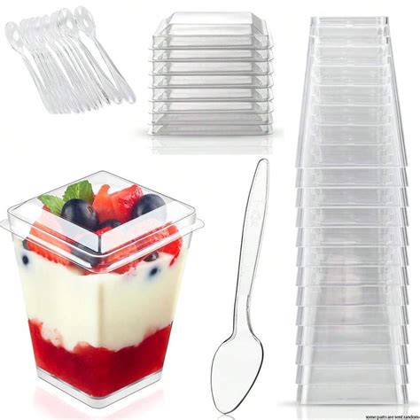 10pcs 5oz Plastic Dessert Cups With Lids And Spoons, Reusable Dessert ...