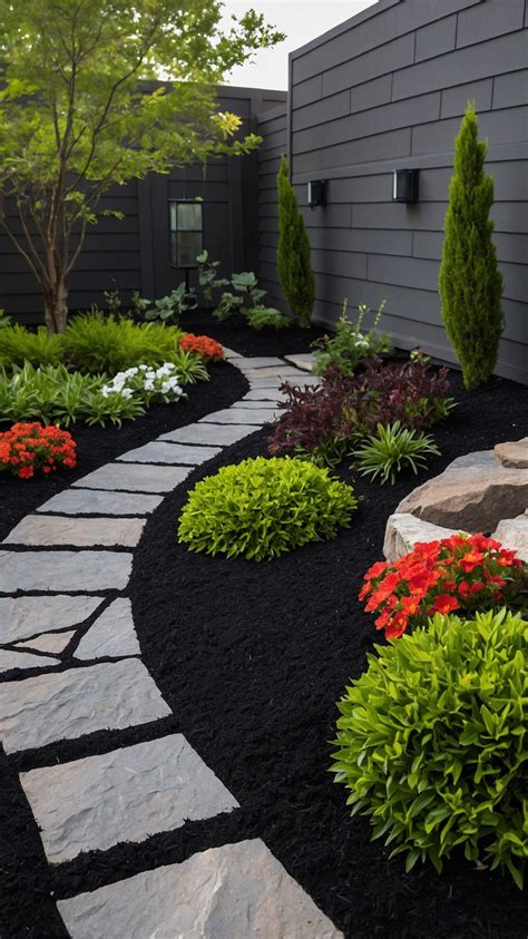 Modern Landscaping Black Mulch