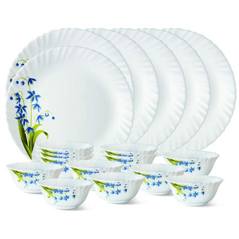 Larah by BOROSIL Lavender Dinner Set 18 Pieces : Amazon.in: Home & Kitchen