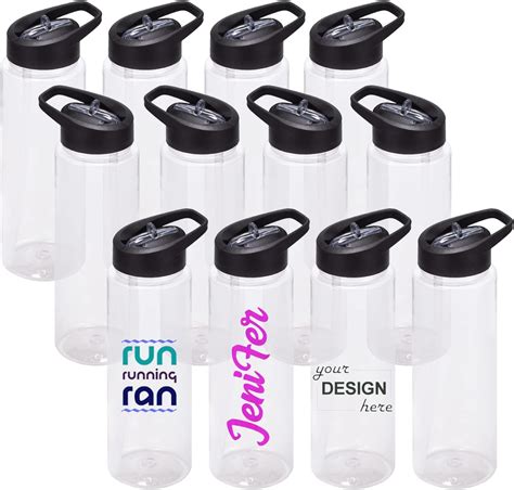 Amazon.com: 24 oz Clear Water Bottles with Straw, 12 Pack Bulk Reusable ...