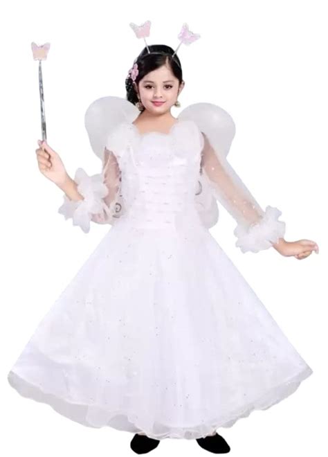 Maurya Girls Wear Kids DF-0004-Kids Gown Princess Dress White Full ...