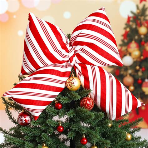 Amazon.com: Knitgrip 16 Inch Large Candy Christmas Tree Topper Bow Red ...