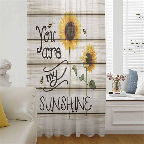 Sunflowers Semi Sheer Curtains Drapes for Living Room,Bedroom,French ...