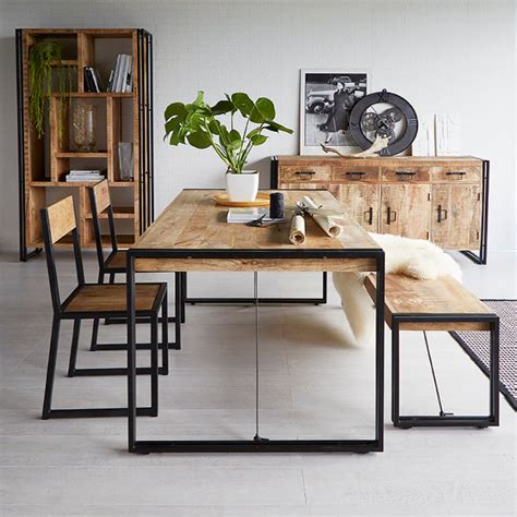 Industrial Range Dining Table - Medium With 6 Seater Chair-Dining Tabl ...