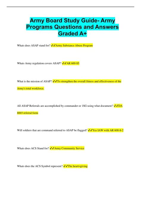 Army Board Study Guide- Army Programs Questions and Answers Graded A+ ...