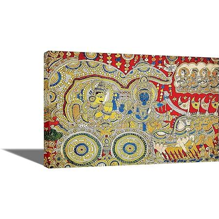 SCPmarts Unframed Madhubani Krishna with Arjun Canvas Print, 24 x 16 ...