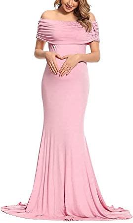 Blush Pink Off-Shoulder Maternity Gown – ShObO