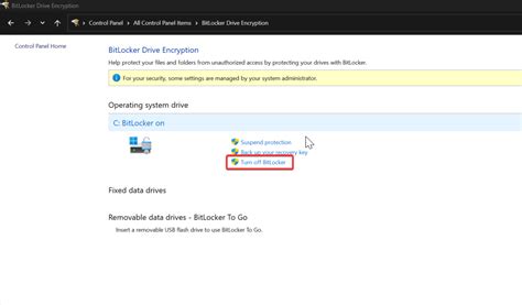 Image result for Manager BitLocker Turn Off