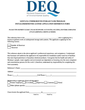 Fillable Online deq mt MONTANA UNDERGROUND STORAGE TANK PROGRAM Fax ...