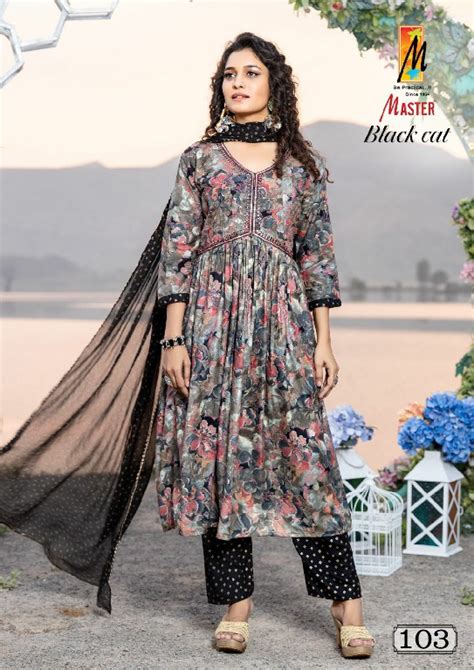 Master Black Cat Wholesale Alia Cut Kurtis With Pant And Dupatta ...